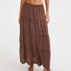Aeropostale Brown and White Maxi Skirt